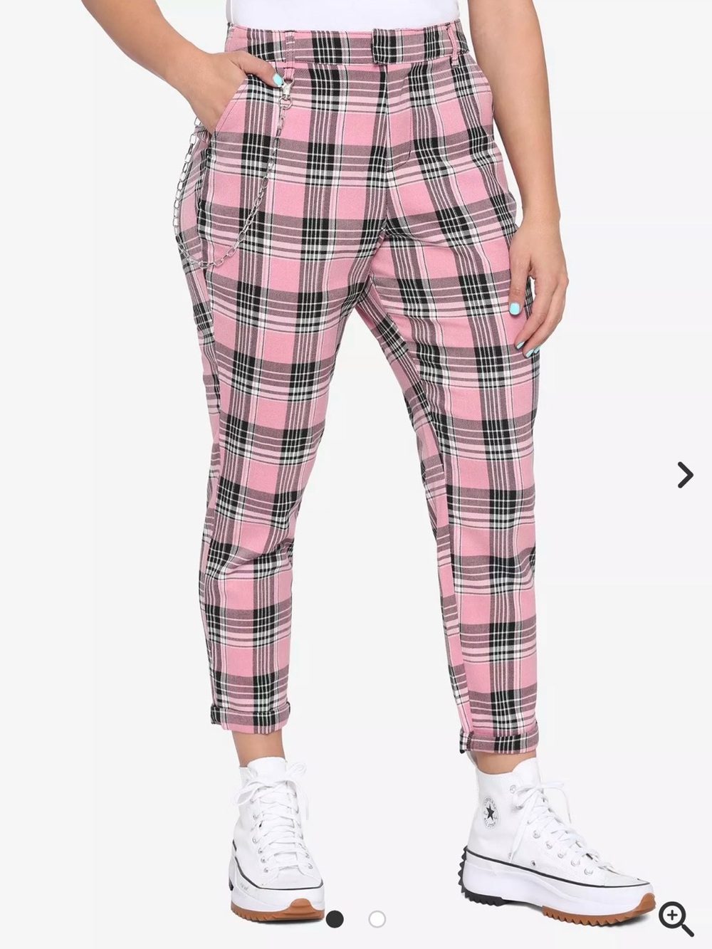 Hot Topic Pink Black White Plaid Ankle Pants - Size 4 (24/26)